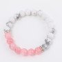 Pink Crystal Imported White Pine Stone Bead Children's Bracelet, Women's Handmade Jewelry Gift, Handmade Bracelet