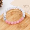 Pink Crystal Imported White Pine Stone Bead Children's Bracelet, Women's Handmade Jewelry Gift, Handmade Bracelet
