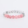 Pink Crystal Imported White Pine Stone Bead Children's Bracelet, Women's Handmade Jewelry Gift, Handmade Bracelet