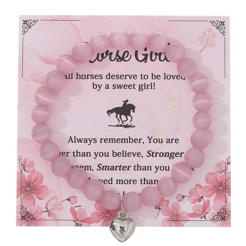 Pink Zebra Bracelet Pink Crystal Agate Music Festival Handstring Peach Heart Bracelet Women's Friendship Bracelet