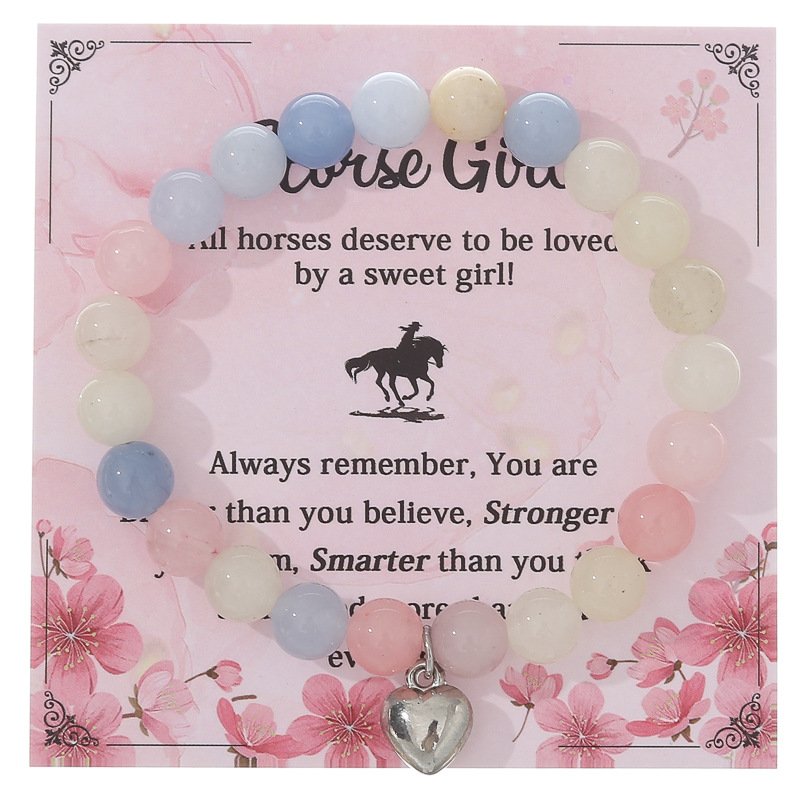 Pink Zebra Bracelet Pink Crystal Agate Music Festival Handstring Peach Heart Bracelet Women's Friendship Bracelet