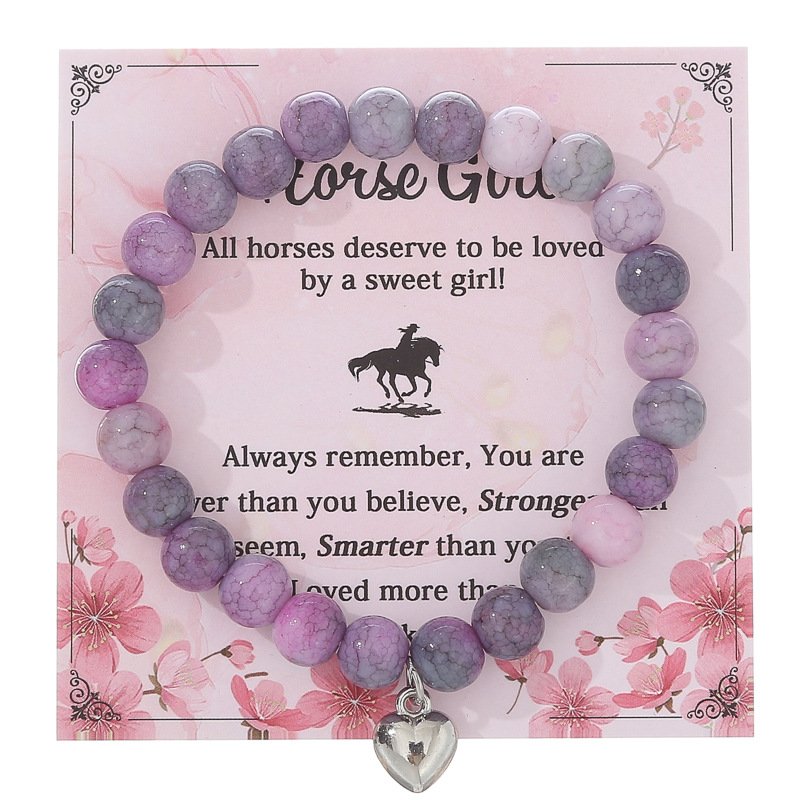 Pink Zebra Bracelet Pink Crystal Agate Music Festival Handstring Peach Heart Bracelet Women's Friendship Bracelet