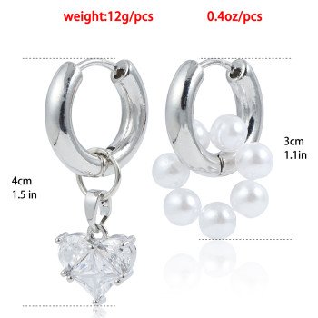 Fashionable dual ring dual-use earrings with a light luxury feel, zircon heart pendant accessories, earrings for women