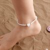 Bohemian colored rice bead bead handmade ankle chain, fashionable mother of pearl heart-shaped foot accessory, adjustable