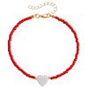 Bohemian colored rice bead bead handmade ankle chain, fashionable mother of pearl heart-shaped foot accessory, adjustable