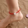 Bohemian colored rice bead bead handmade ankle chain, fashionable mother of pearl heart-shaped foot accessory, adjustable