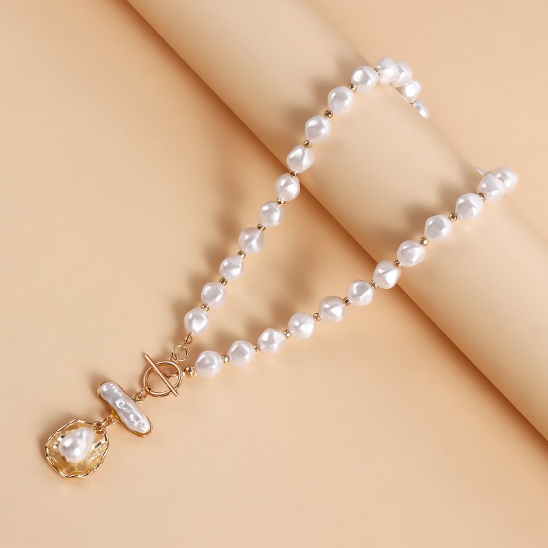 Temperament diamond shaped imitation pearl bead light luxury accessory new high-end autumn and winter sweater chain