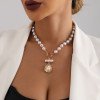 Temperament diamond shaped imitation pearl bead light luxury accessory new high-end autumn and winter sweater chain