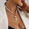 Temperament diamond shaped imitation pearl bead light luxury accessory new high-end autumn and winter sweater chain