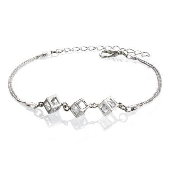 Elegant and fashionable zircon block geometric bracelet for women's Valentine's Day love Rubik's Cube crystal bracelet, Mother's Day gift