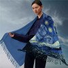 Tassel cashmere scarf classic oil painting women warm long scarf shawl China-Chic