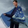 Tassel cashmere scarf classic oil painting women warm long scarf shawl China-Chic