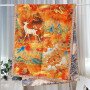 Xiangyun gauze long scarf double-sided printed with different flowers and colors, handmade rolled edge warm shawl, Chinese style landscape painting