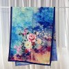 Xiangyun gauze long scarf double-sided printed with different flowers and colors, handmade rolled edge warm shawl, Chinese style landscape painting