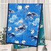 Xiangyun gauze long scarf double-sided printed with different flowers and colors, handmade rolled edge warm shawl, Chinese style landscape painting