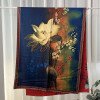 Xiangyun gauze long scarf double-sided printed with different flowers and colors, handmade rolled edge warm shawl, Chinese style landscape painting