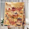Xiangyun gauze long scarf double-sided printed with different flowers and colors, handmade rolled edge warm shawl, Chinese style landscape painting