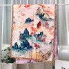 Xiangyun gauze long scarf double-sided printed with different flowers and colors, handmade rolled edge warm shawl, Chinese style landscape painting