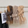 100% wool scarf, brown warm knit versatile women's scarf, Korean shawl scarf