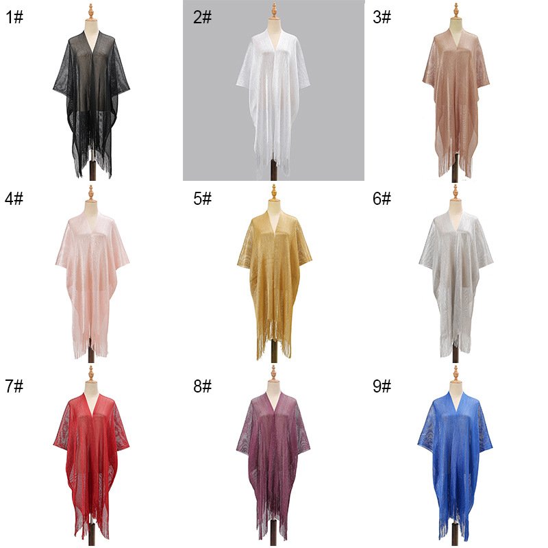 Gold wire loose sun protection cover, dress, vacation hollow bikini, seaside swimsuit, shawl