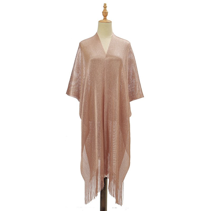 Gold wire loose sun protection cover, dress, vacation hollow bikini, seaside swimsuit, shawl