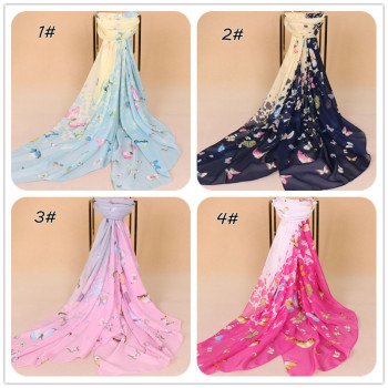 Women's long chiffon versatile sunscreen beach towel summer thin printed shawl scarf