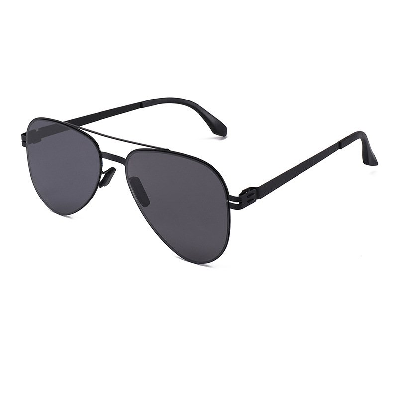 Nylon fashion black metal frame sunglasses ultra-thin men's driving sunglasses for sun shading and UV protection
