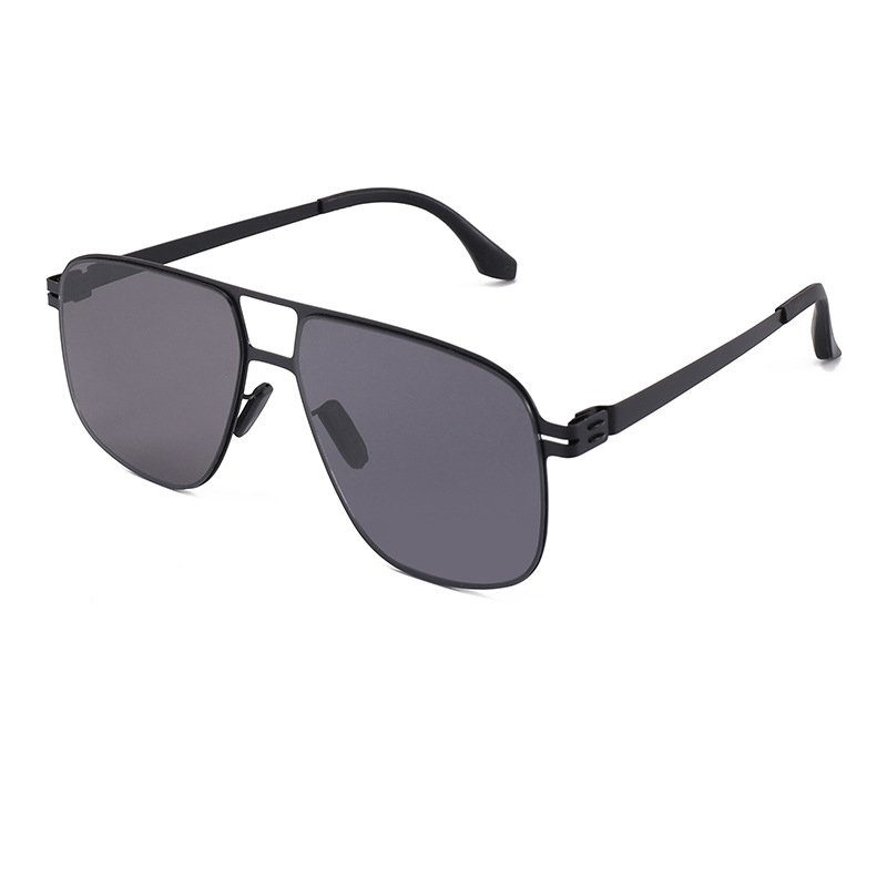 Nylon fashion black metal frame sunglasses ultra-thin men's driving sunglasses for sun shading and UV protection