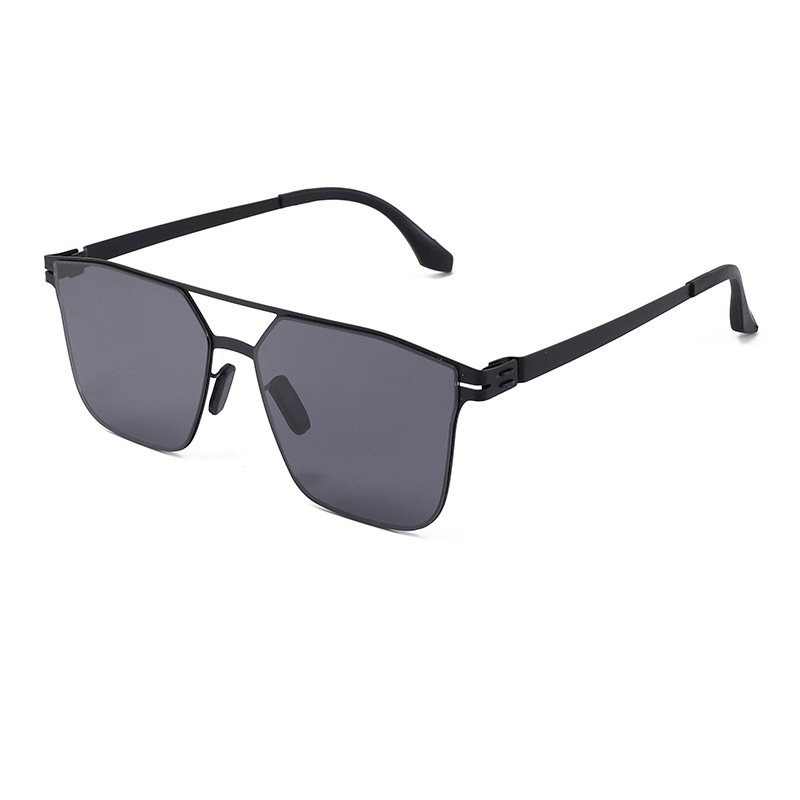 Nylon fashion black metal frame sunglasses ultra-thin men's driving sunglasses for sun shading and UV protection