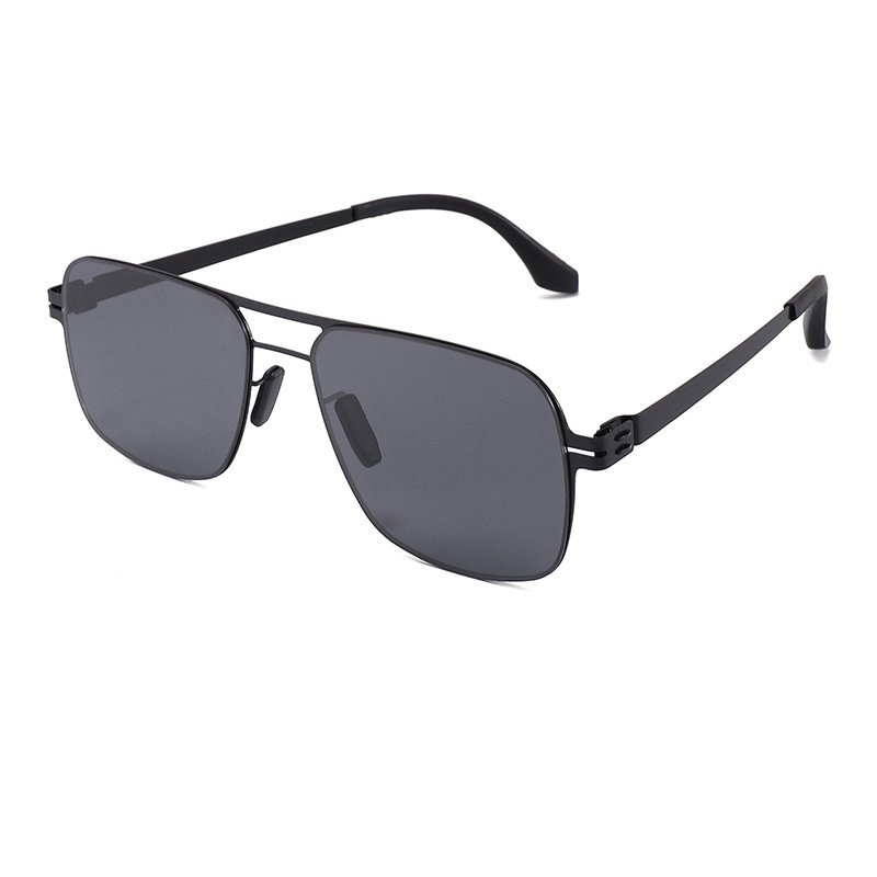 Nylon fashion black metal frame sunglasses ultra-thin men's driving sunglasses for sun shading and UV protection