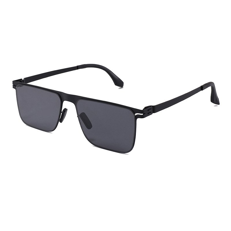Nylon fashion black metal frame sunglasses ultra-thin men's driving sunglasses for sun shading and UV protection