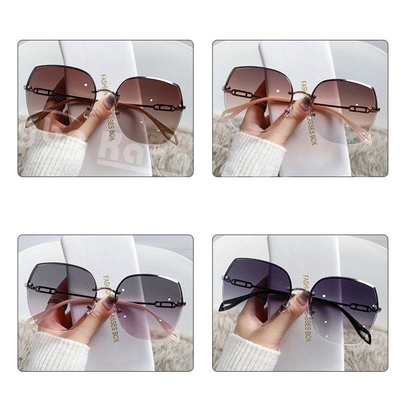 Frameless trimmed women's sunglasses, premium gradient colored sunglasses, UV resistant sunglasses, 2300