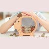 Wooden piggy double-sided transparent acrylic coin storage jar, creative piggy jar gift for babies