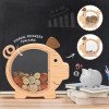 Wooden piggy double-sided transparent acrylic coin storage jar, creative piggy jar gift for babies