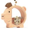 Wooden piggy double-sided transparent acrylic coin storage jar, creative piggy jar gift for babies