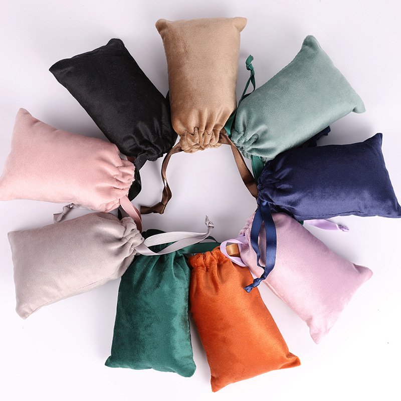 Velvet drawstring bag jewelry storage packaging bag ready for printing logo velvet drawstring pocket small cloth bag