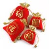 Red gold-mouth velvet drawstring bag, small cloth bag 7*9, LOGO jewelry velvet bag stamp bag