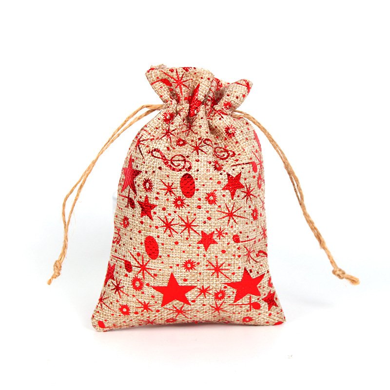 Hot stamping Christmas burlap bag drawstring drawstring packaging bag Christmas gift candy bag