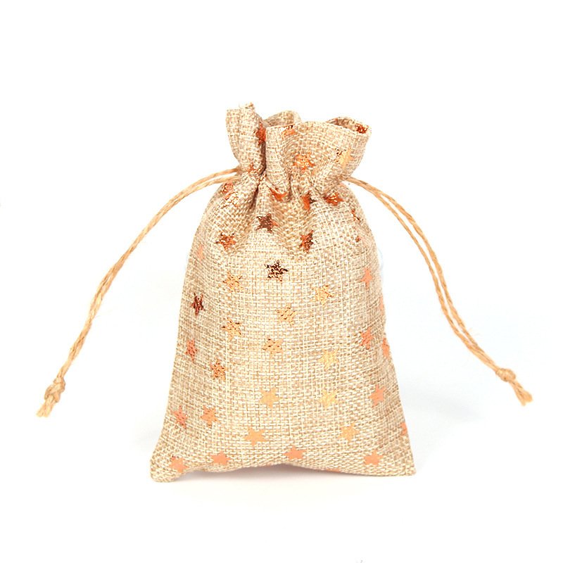 Hot stamping Christmas burlap bag drawstring drawstring packaging bag Christmas gift candy bag