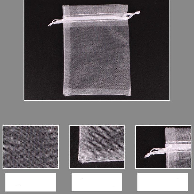 Gift mesh bag organza drawstring pocket jasmine wedding candy sachet printed logo mesh bag