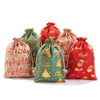 Large gilding Christmas bag cotton glove Christmas candy gift gift storage bag in stock