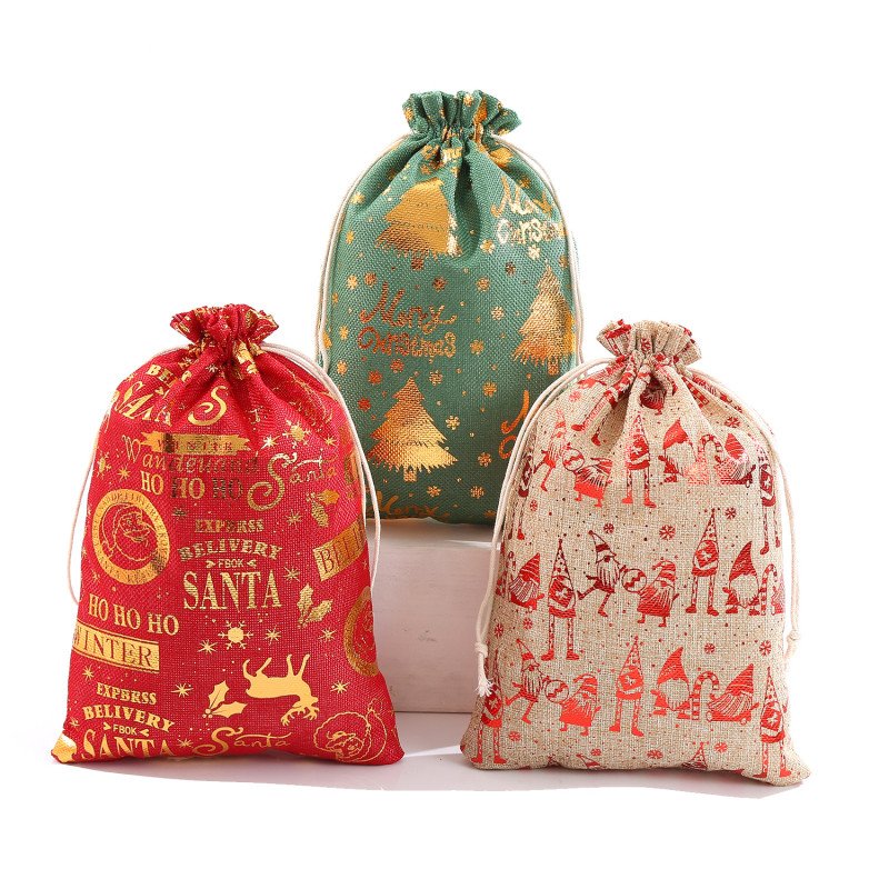 Large gilding Christmas bag cotton glove Christmas candy gift gift storage bag in stock
