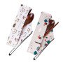 Cotton bag portable cutlery bag tied with rope chopsticks spoon storage bag printable cartoon cotton bag