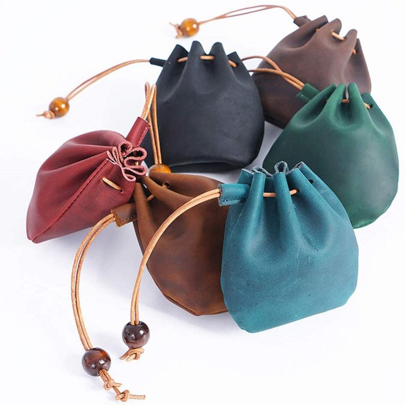 PU leather drawstring closure jewelry packaging bag portable earphone cloth bag change storage packaging bag