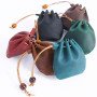 PU leather drawstring closure jewelry packaging bag portable earphone cloth bag change storage packaging bag