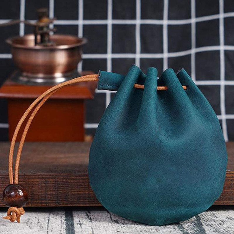 PU leather drawstring closure jewelry packaging bag portable earphone cloth bag change storage packaging bag