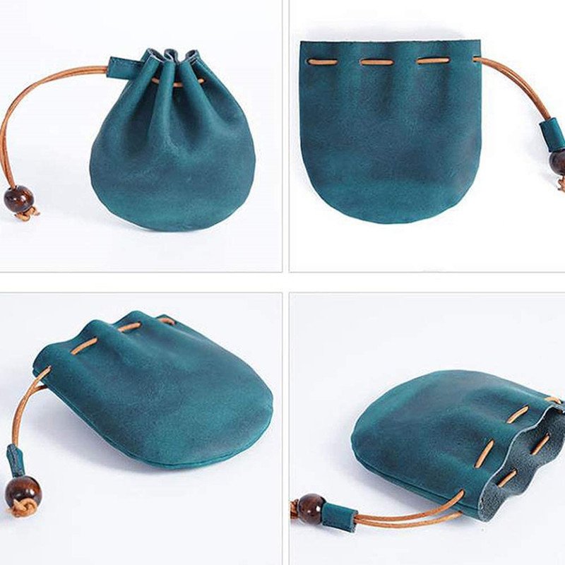 PU leather drawstring closure jewelry packaging bag portable earphone cloth bag change storage packaging bag