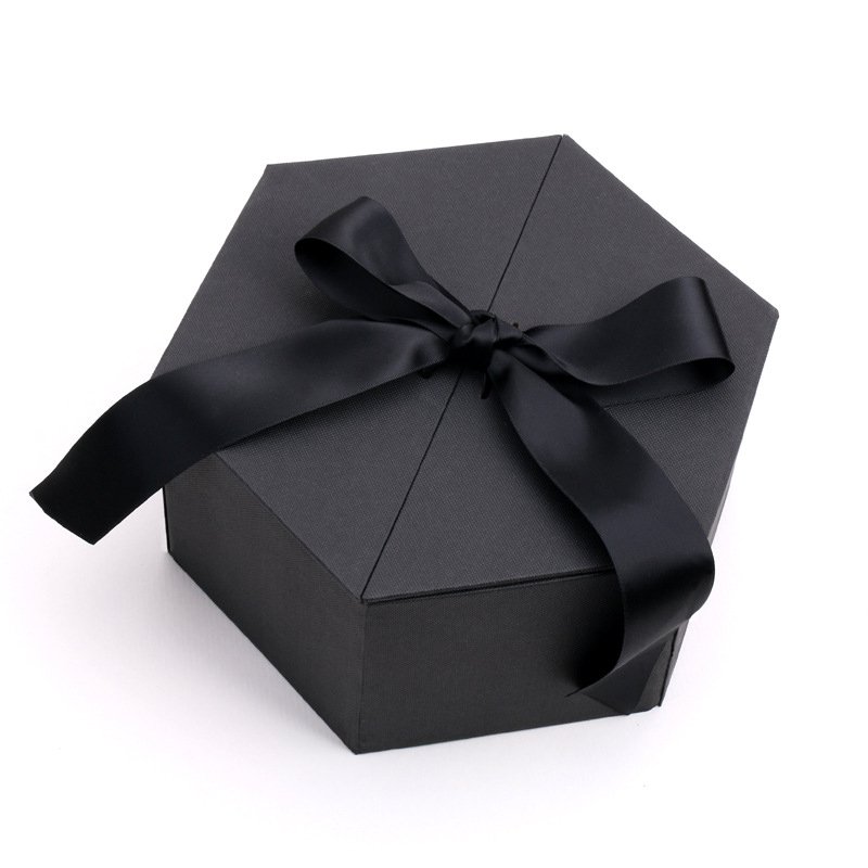 Exquisite hexagonal companion gift box, Goddess Day birthday cosmetic packaging box, Internet celebrity wedding bow gift box