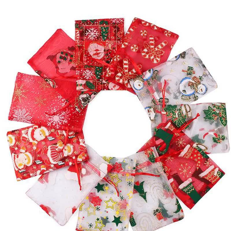 Red hot stamping love gauze bag in stock wholesale drawstring organza wedding candy bag wedding gift packaging bundle pocket