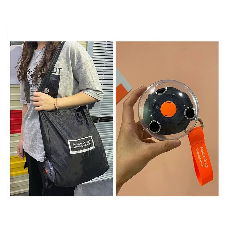 Portable small disc polyester bag folding supermarket storage shopping bag portable Oxford bag can be printed with logo